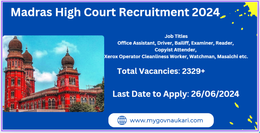 Madras High Court Recruitment 2024